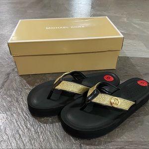Michael Kors Gold Flip Flops